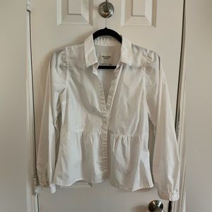 Abercrombie and Fitch White Button Down Poplin Blouse